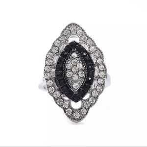 New Sterling Silver 14k White Gold Plated Blue & White Sapphire Artisan Ring